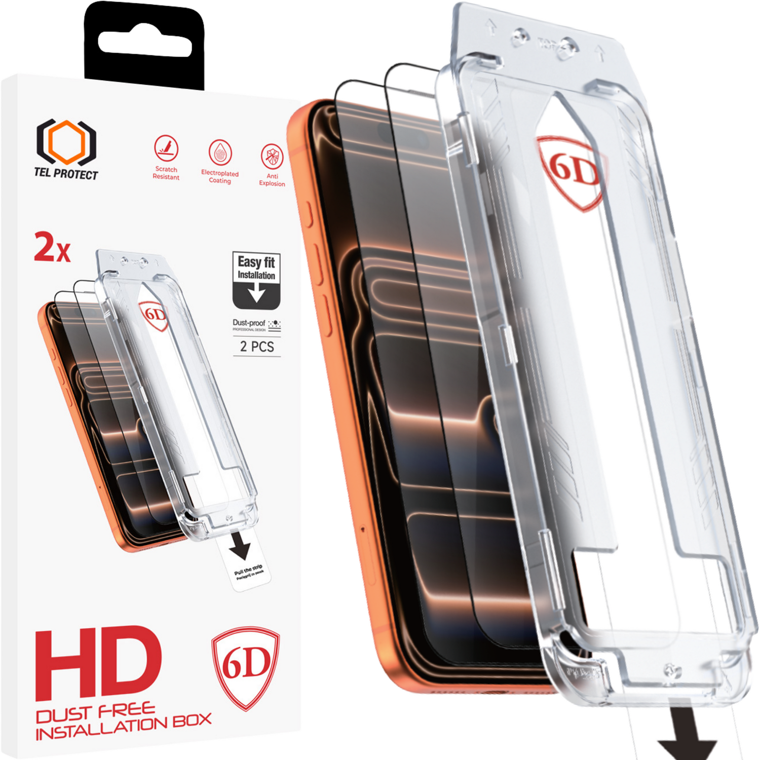 Tel Protect Dust-Free Easy Fit Full Glue 6D karkaistu lasi Iphone 17 Pro Max musta - 2 kpl