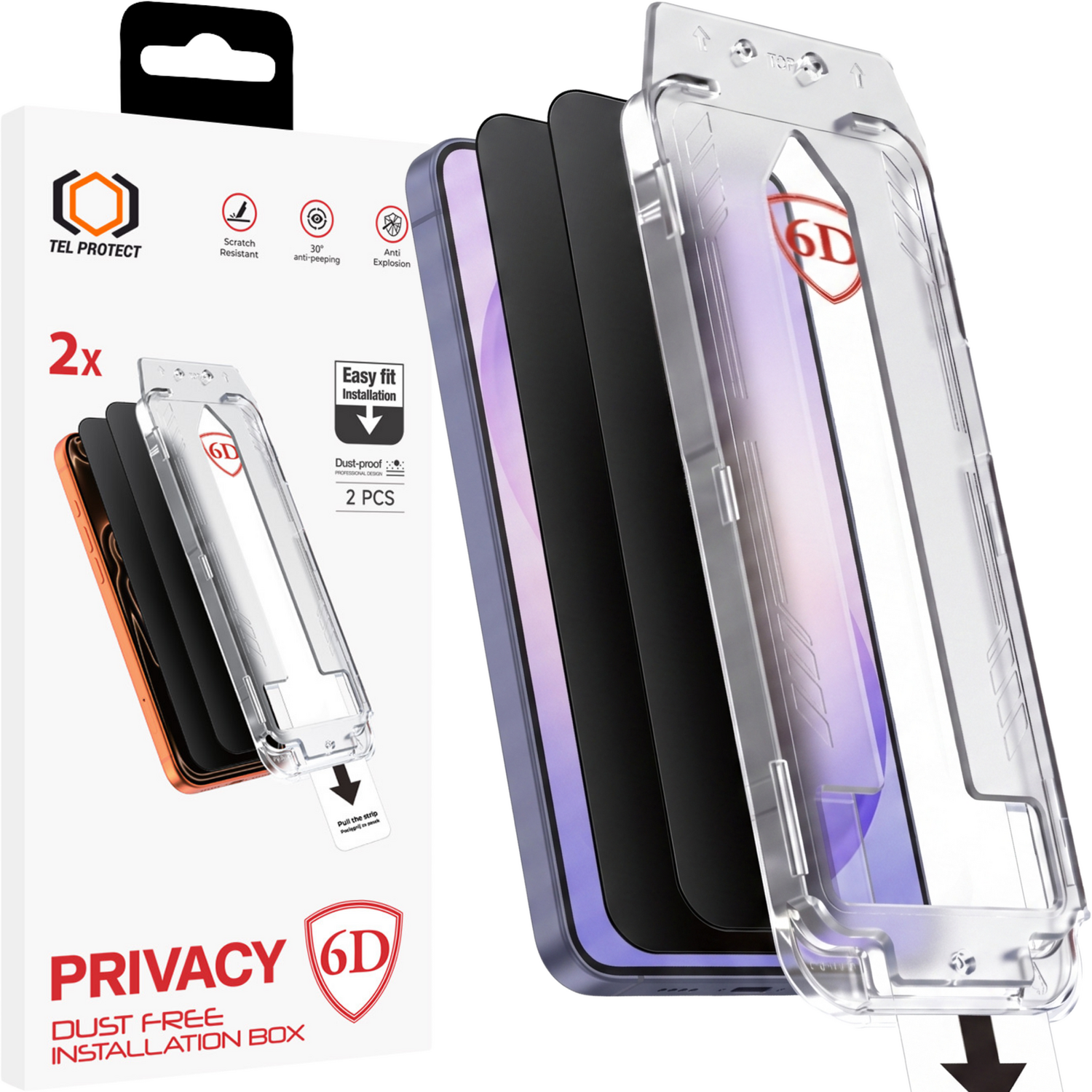 Tel Protect Dust-Free Easy Fit Privacy Full Glue 6D karkaistu lasi Samsung Galaxy S26 Ultra musta (sormenjäljen avauksella) - 2 kpl