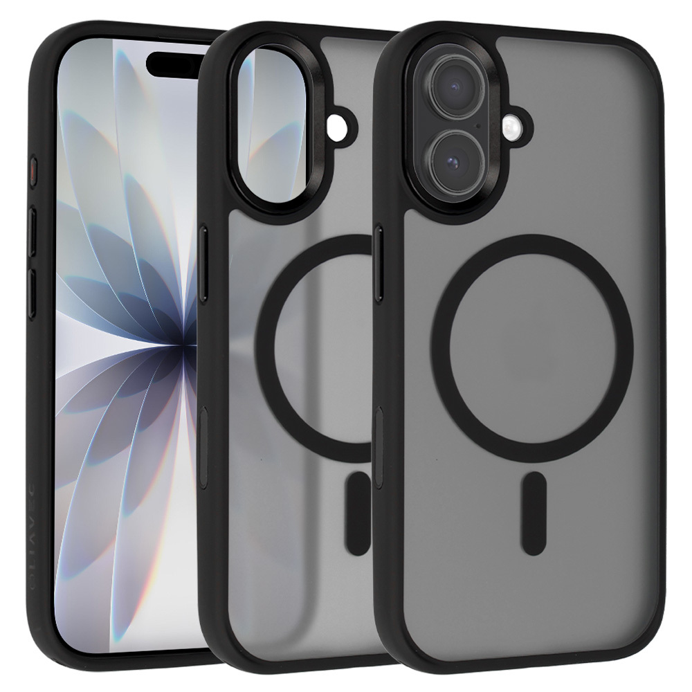 Liavec Cloudy suojakuori metallisella kamerakehyksellä Iphone 17 -puhelimelle musta (kameran ohjauspainike)