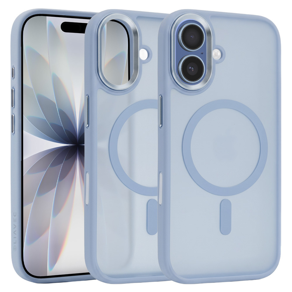 Liavec Cloudy suojakuori metallisella kamerakehyksellä Iphone 17 -puhelimelle sininen (kameran ohjauspainike)