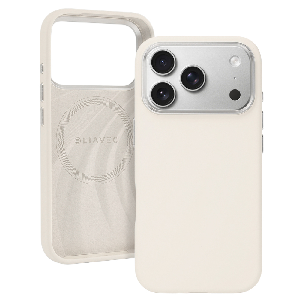Liavec Silky suojakuori metallisella kamerakehyksellä Iphone 17 Pro -puhelimelle beige