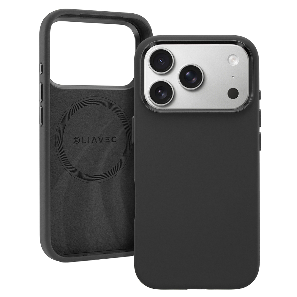 Liavec Silky suojakuori metallisella kamerakehyksellä Iphone 17 Pro Max -puhelimelle musta