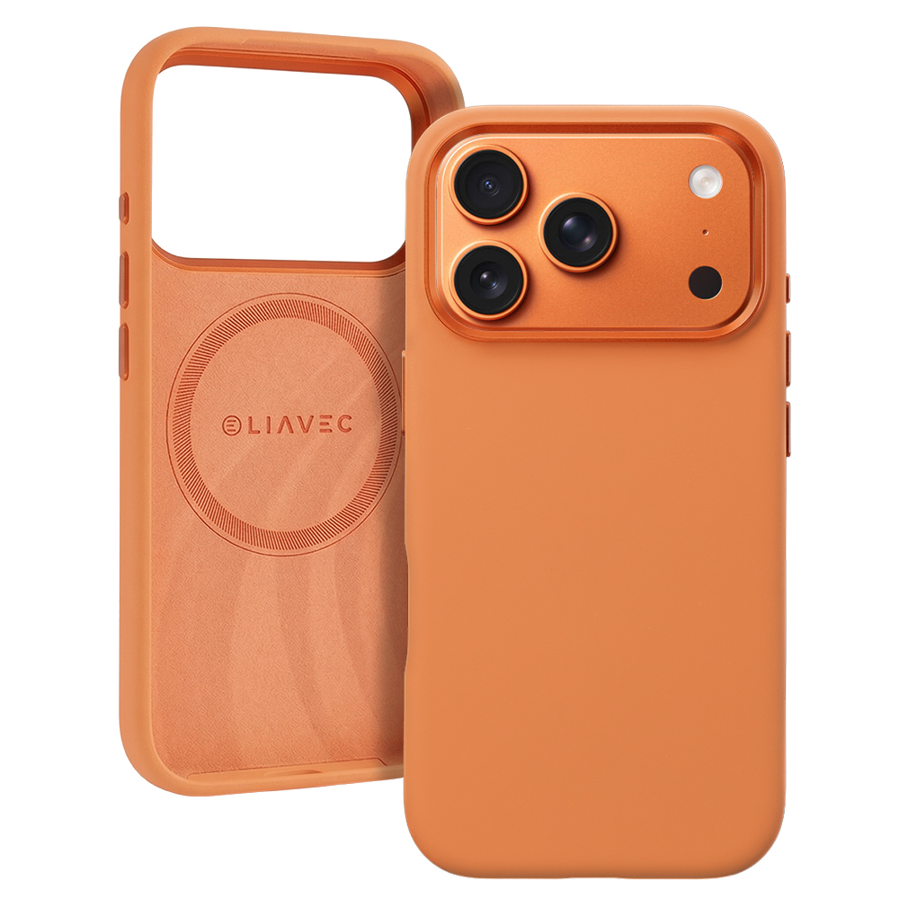 Liavec Silky suojakuori metallisella kamerakehyksellä Iphone 17 Pro Max -puhelimelle oranssi