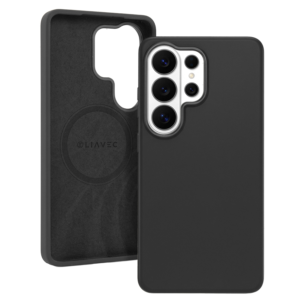 Liavec Silky suojakuori metallisella kamerakehyksellä Samsung Galaxy S26 Ultra -puhelimelle musta