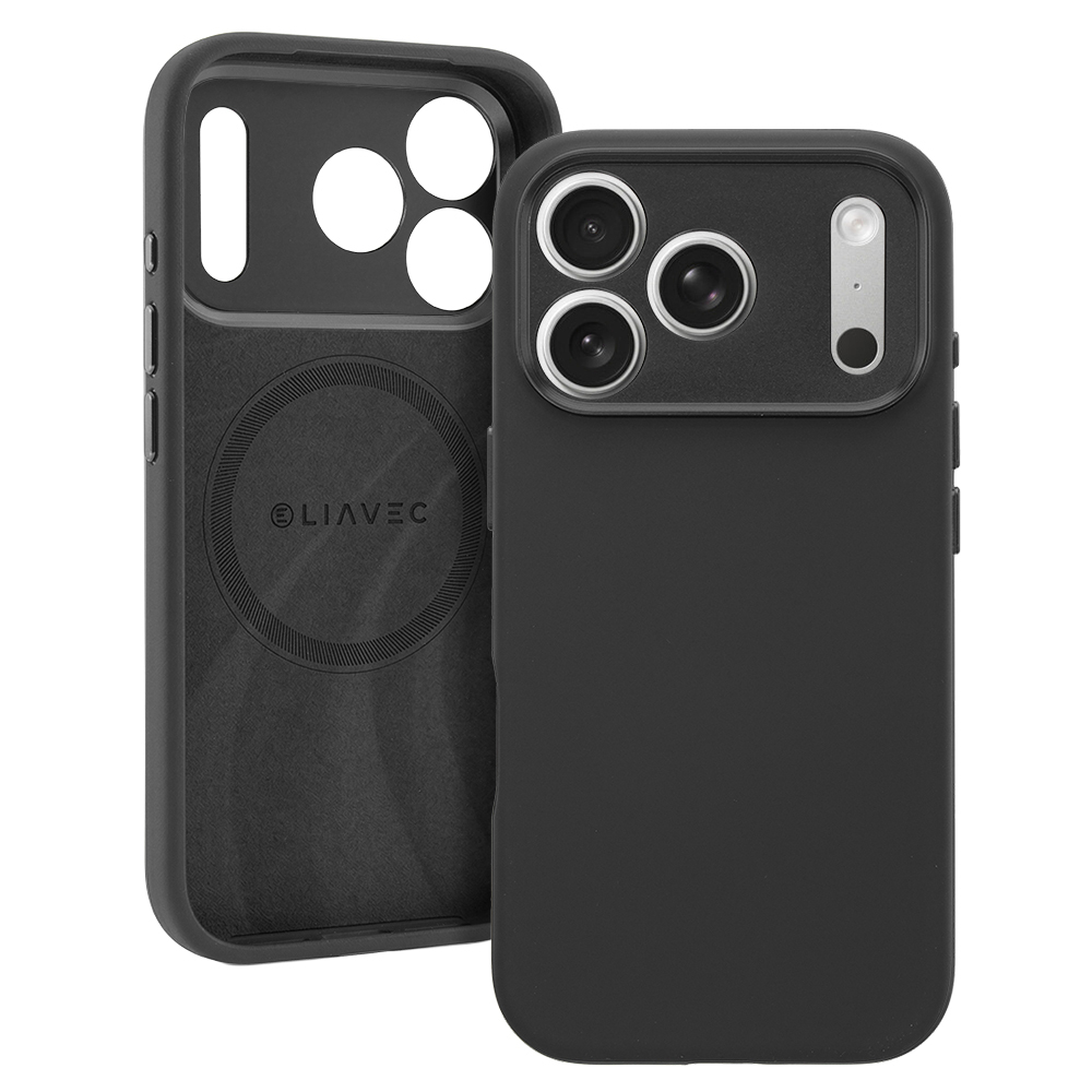 Liavec Silk Shield suojakuori metallisella kamerakehyksellä Iphone 17 Pro -puhelimelle musta