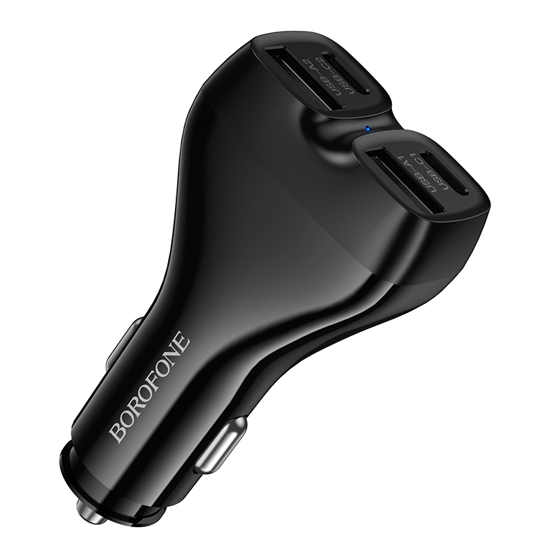 Musta autolaturi Borofone BZ35 Leader – 2 x USB-C + USB, PD 30W