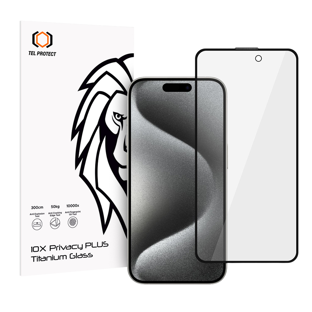 Tempered glass Tel Protect 10X Privacy Plus Titanium for Iphone 16 Pro/17 (envelope)
