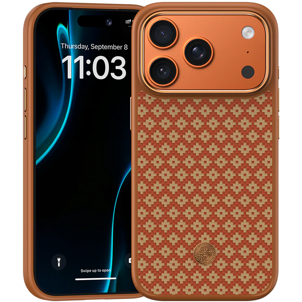 Benks Magnetic Armor Pro Armor Grid Kevlar metallikehyksinen suojakuori 600D (C.K.FL.AP.GD.F069) Iphone 17 Pro -puhelimelle, oranssi
