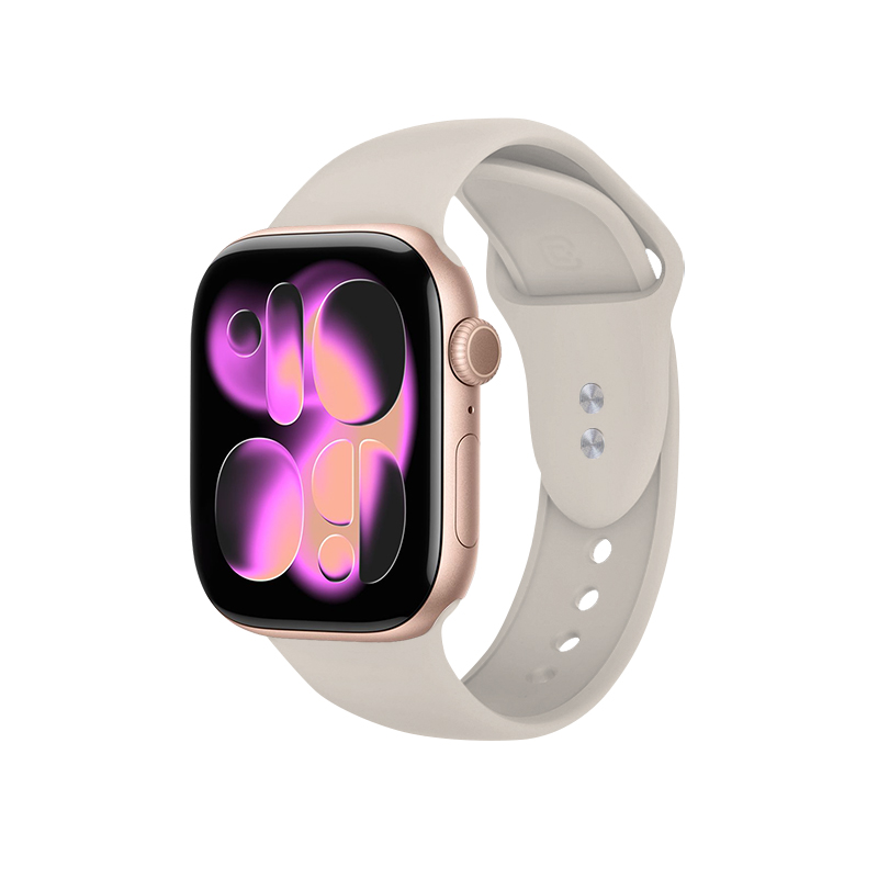 Crong Liquid -nestemäisestä silikonista valmistettu ranneke Apple Watch 38/40/41/42 mm:lle, kivenbeige