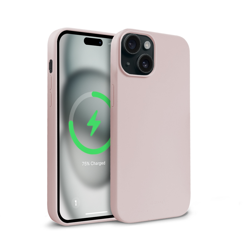 Crong Color Cover Magnetic MagSafe suojakuori iPhone 15 -laitteelle, hiekanvaaleanpunainen