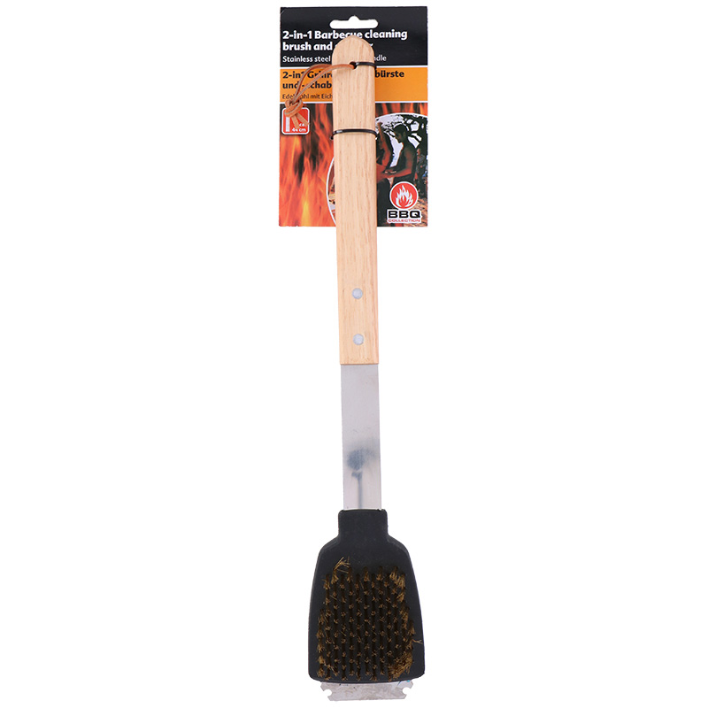BBQ grill-cleaning brush with scraper, 44 cm