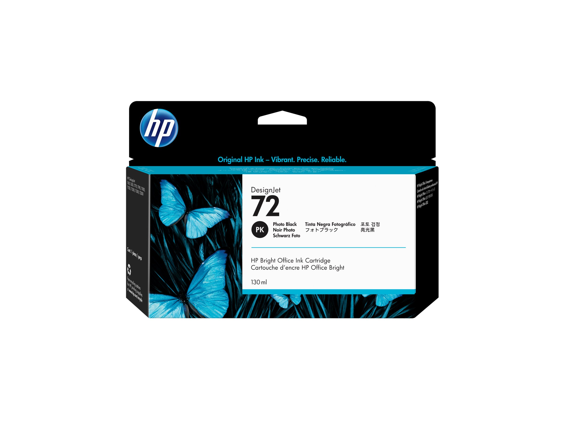Alkuperäinen HP 72 Vivera DesignJet -mustekasetti (C9370A), valokuvamusta, 130ml, DesignJet T1100 / T610 / T620 / T770 / T1200 -malleille