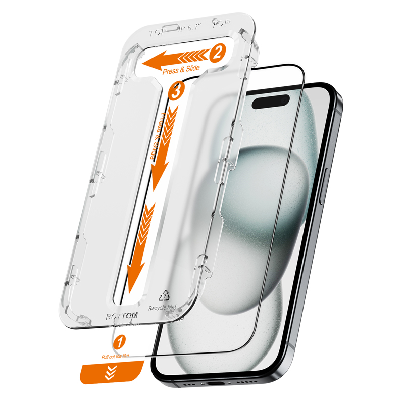 Crong EasyShield 2-Pack karkaistut näytönsuojalasit iPhone 16 Plus / 15 Plus -laitteelle, 2 kpl