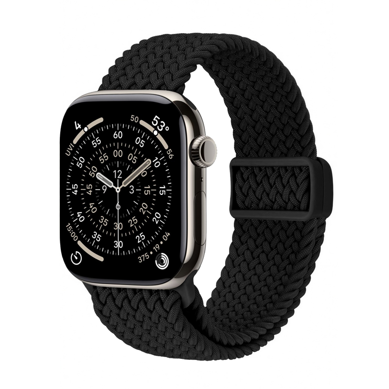 Crong Wave Band punottu Apple Watch -ranneke, 44/45/46/49 mm, musta