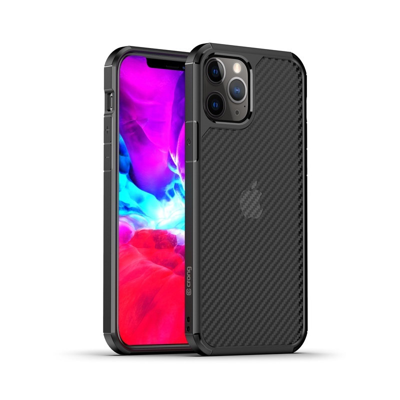 Crong Hybrid Carbon suojakuori laitteelle iPhone 12 Pro Max, musta