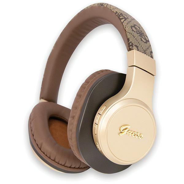 Guess GUBH604GEMW 4G Script Bluetooth langattomat korville asetettavat kuulokkeet – ruskeat