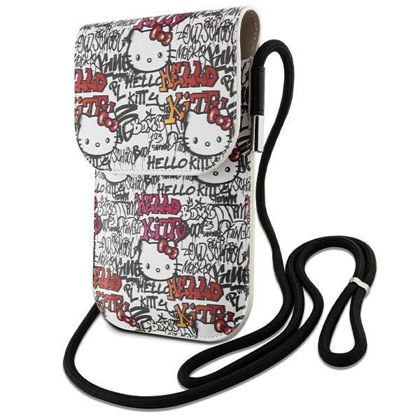Hello Kitty Leather Tags Graffiti olkalaukku – beige