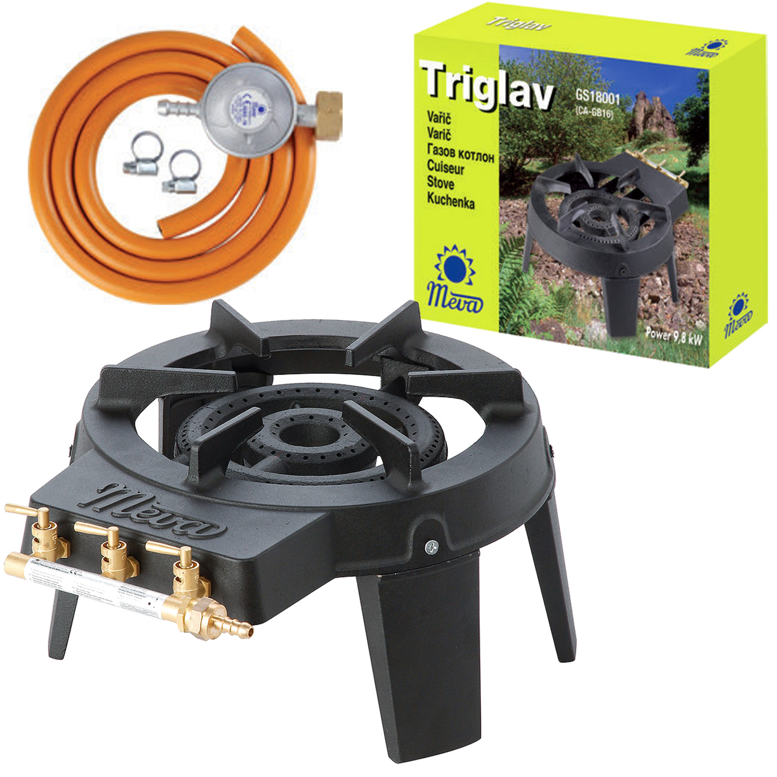 Meva TRIGLAV 3-burner industrial gas stove, 9 kW
