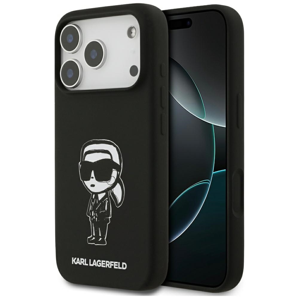 KARL LAGERFELD suojakuori iPhone 17 Pro MagSafe-yhteensopiva KLHMP17LSKIGROK (Silicone W/ KL Sketch & Logo) musta