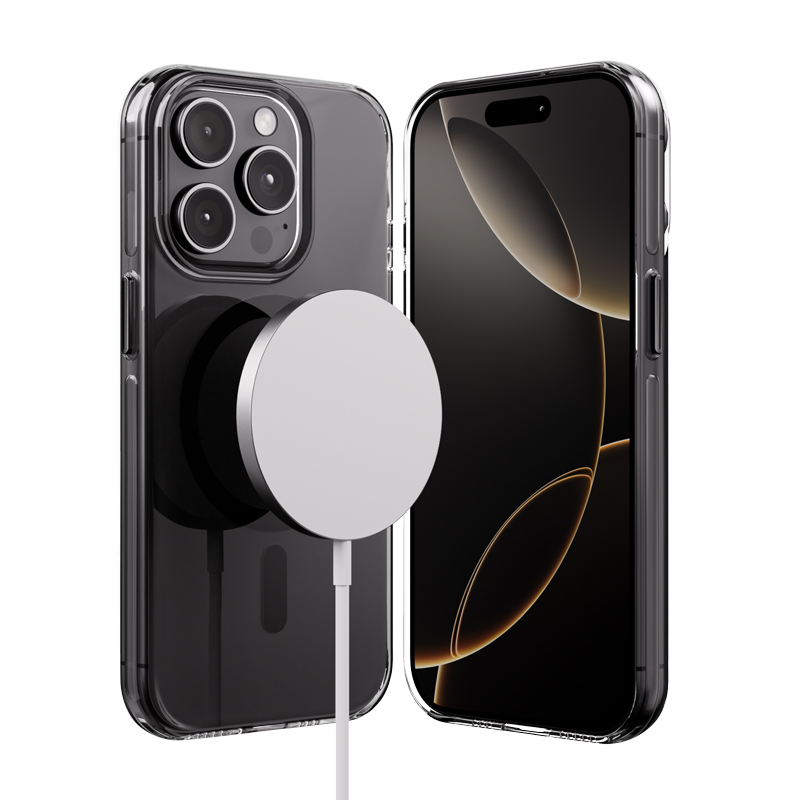 Crong Clear MAG Pro MagSafe suojakuori iPhone 15 Pro -laitteelle, musta