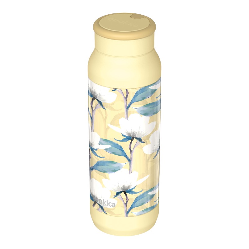 Quokka Pulse Smartgrip kaatumaton termospullo ruostumattomasta teräksestä, 700 ml, Magnolia