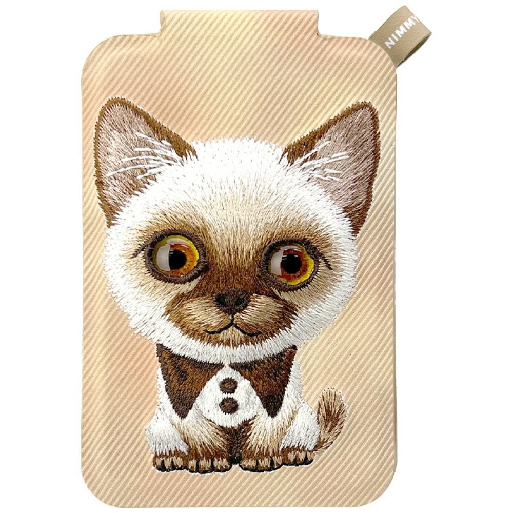 Nimmy New Big-Eye Cute Pets 2.0 Cat MagSafe-magneettikorttikotelo puhelimelle jalustalla – ruskea