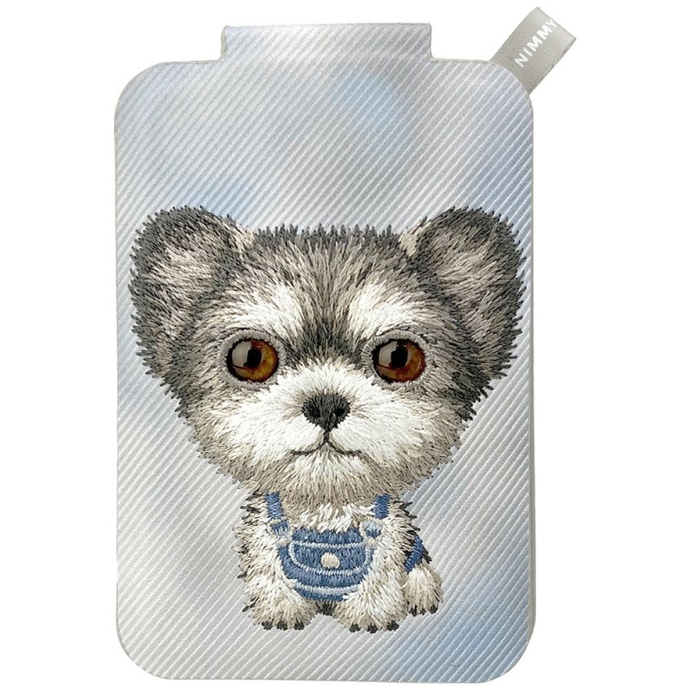 Nimmy New Big-Eye Cute Pets 2.0 Dog MagSafe-magneettikorttikotelo puhelimelle jalustalla – harmaa