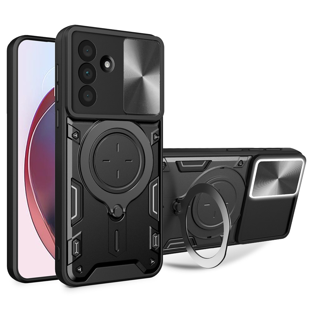 Samsung Galaxy A17 4G / A17 5G / A18 / A26 Case with Stand and Sliding Lens Cover - Black