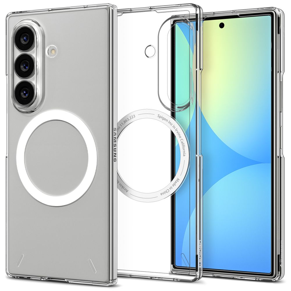 Spigen AirSkin MagFit -suojakuori mallille Samsung Galaxy Z Fold 8 Ultra – läpinäkyvä ja valkoinen