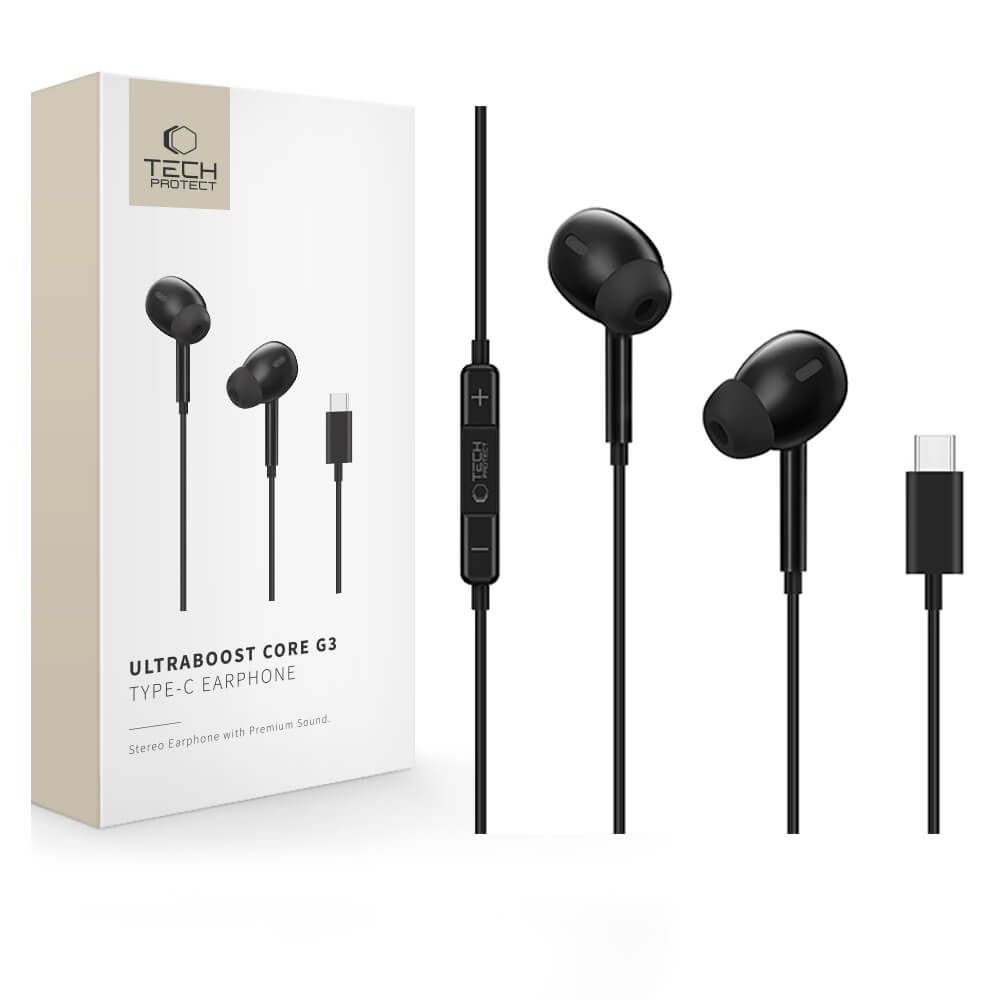 Tech-Protect Ultraboost Core G3 langalliset kuulokkeet USB-C-liitännällä – musta