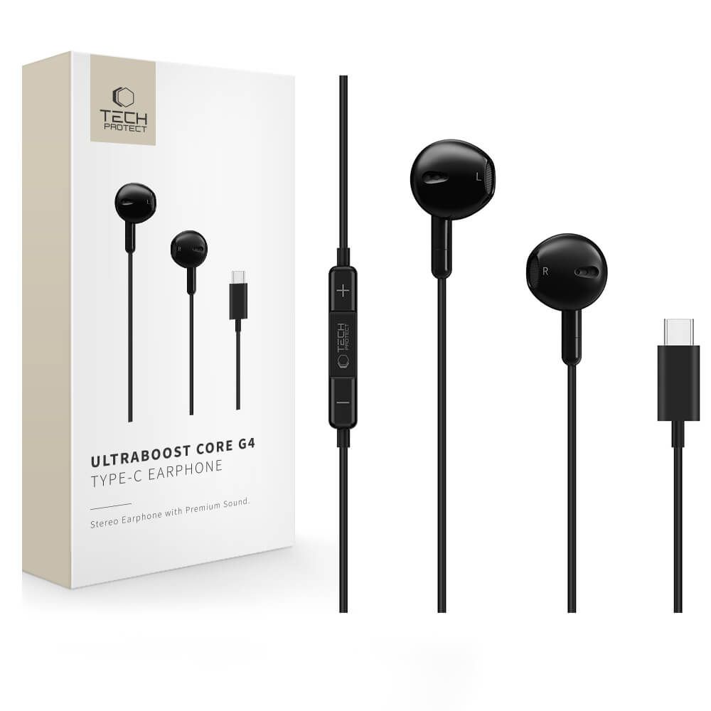 Tech-Protect Ultraboost Core G4 langalliset kuulokkeet USB-C-liitännällä – musta