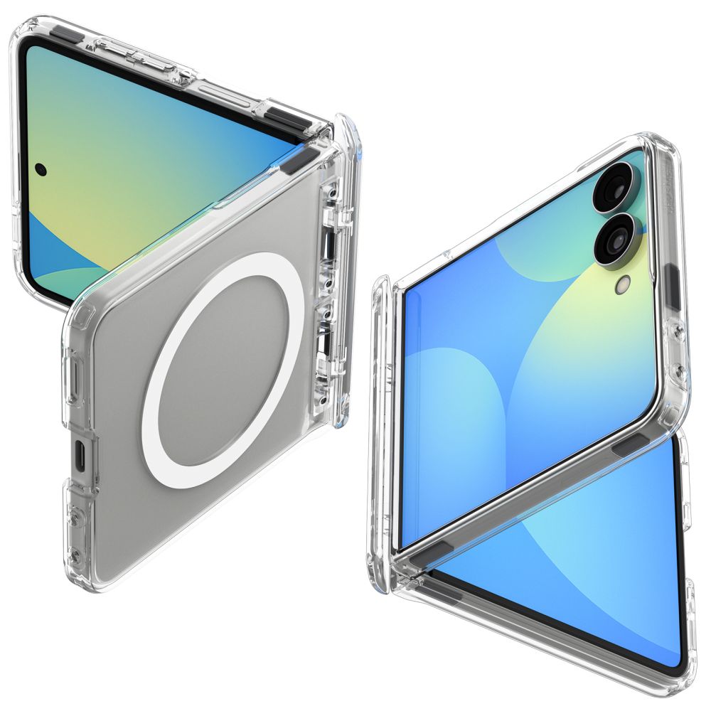 Spigen Ultra Hybrid Pro MagSafe case for Samsung Galaxy Z Flip8 – clear and white