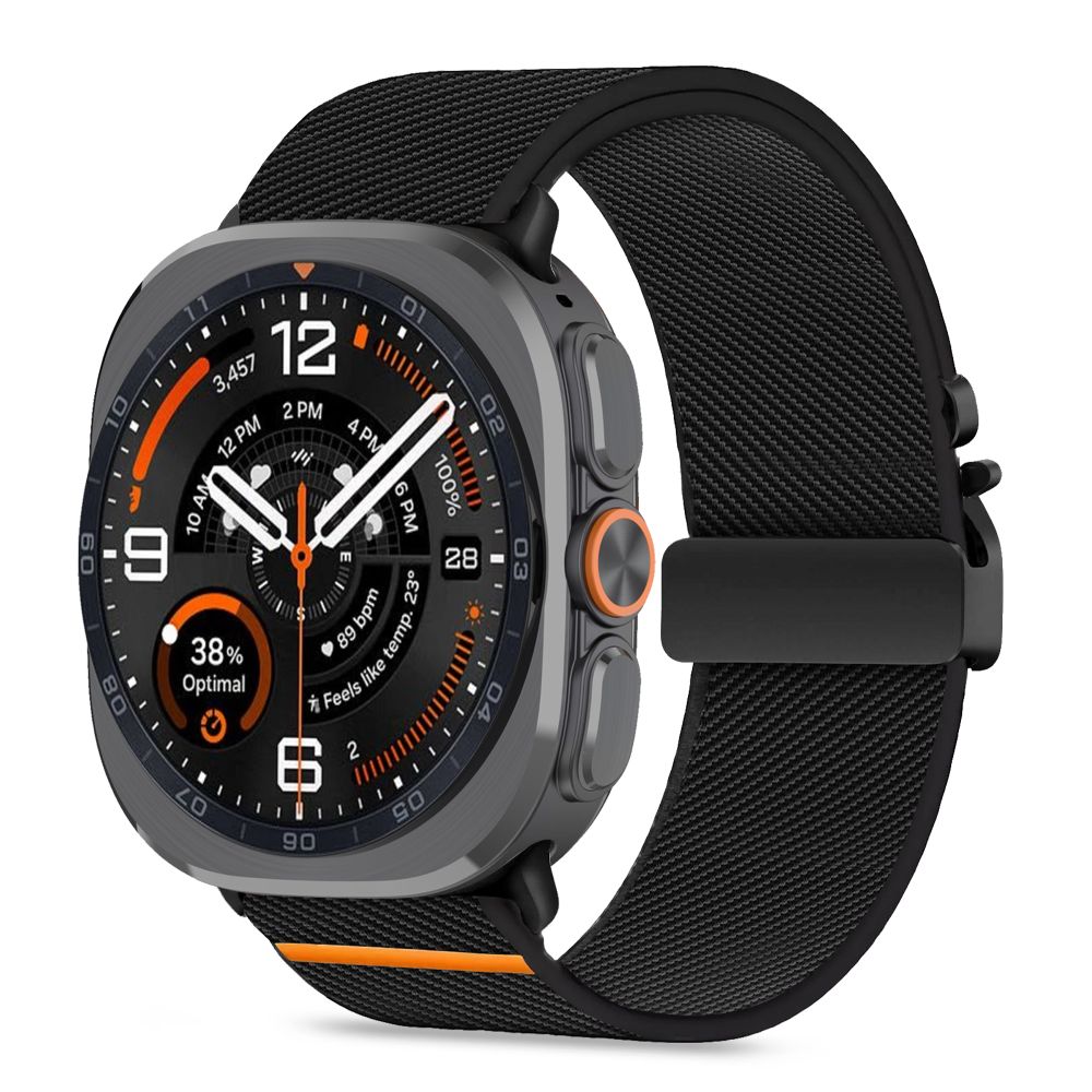 Tech-Protect Nylon Clasp -ranneke mallille Samsung Galaxy Watch Ultra 47 mm – musta