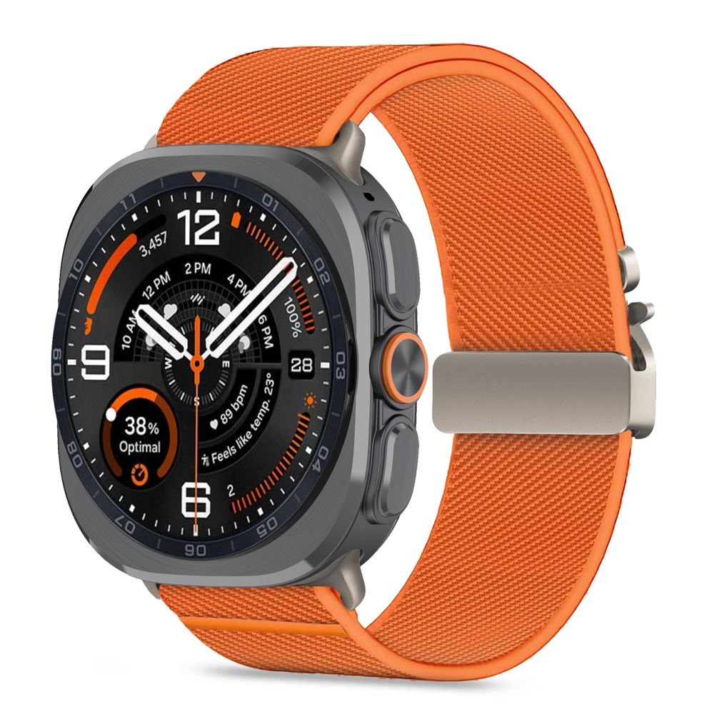 Tech-Protect Nylon Clasp -ranneke mallille Samsung Galaxy Watch Ultra 47 mm – oranssi