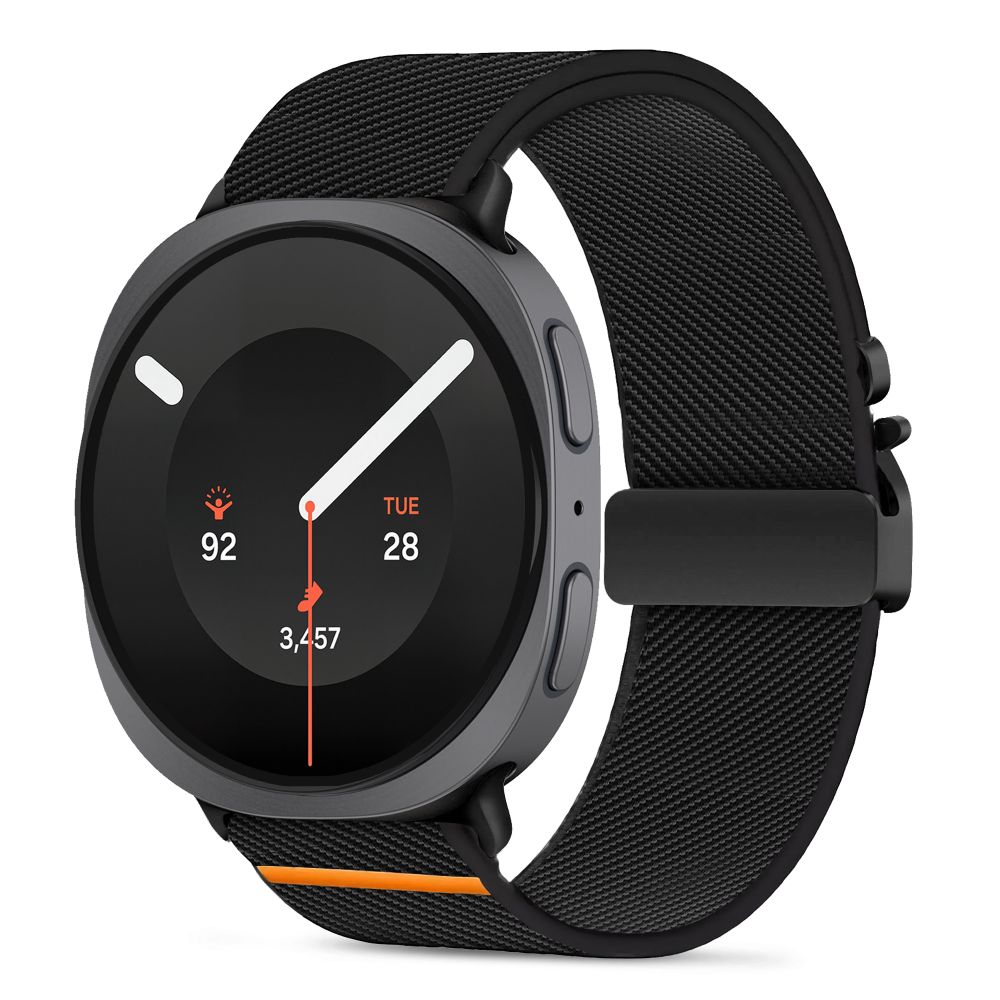 Tech-Protect Nylon Clasp -ranneke mallille Samsung Galaxy Watch 40/44/46 mm – musta
