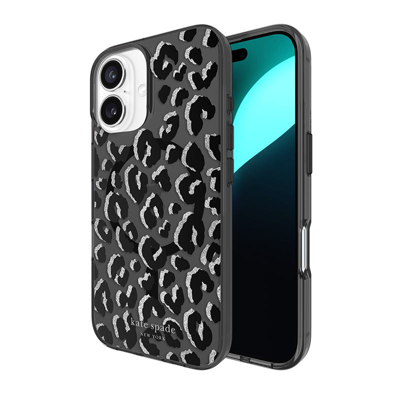 MagSafe-yhteensopiva Kate Spade New York Black City Leopard -suojakuori Apple iPhone 16:lle