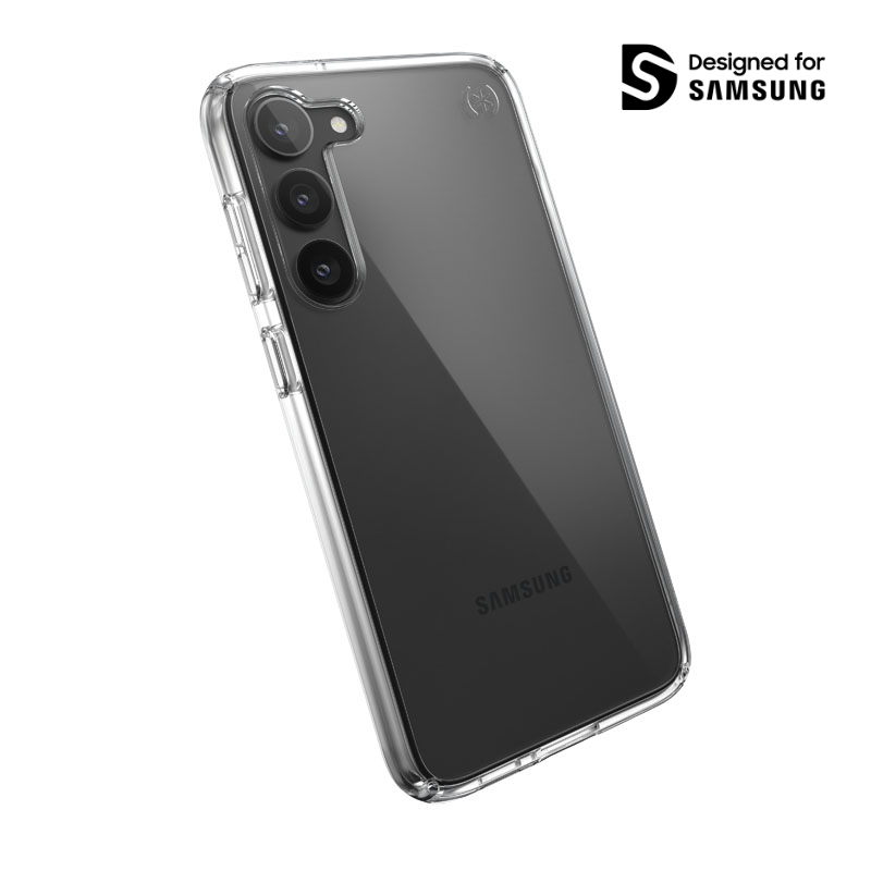 Speck Presidio Perfect-Clear case for Samsung Galaxy S23+, with Microban antimicrobial protection