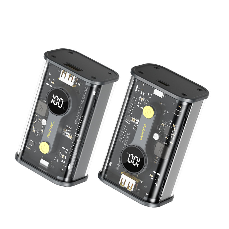 WEKOME WP-333 Vanguard Series varavirtalähde, 10000 mAh, PD 20 W + QC 22,5 W, musta ja läpinäkyvä