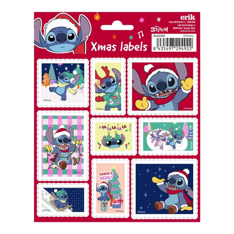 Disney Stitch 18 itseliimautuvan joulutarran setti