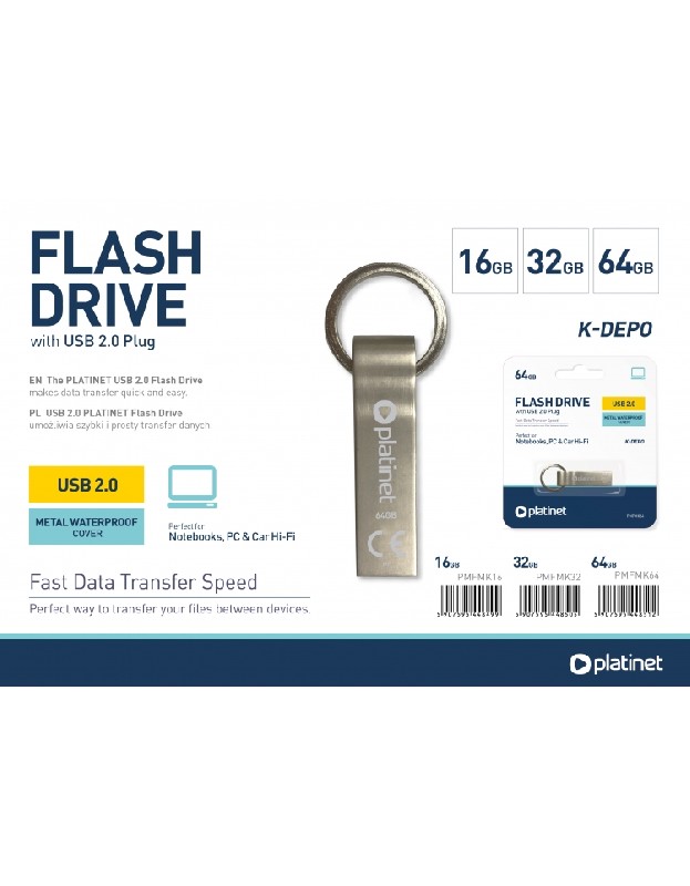Memory usb drive Platinet Metal Waterproof 16GB USB 2.0