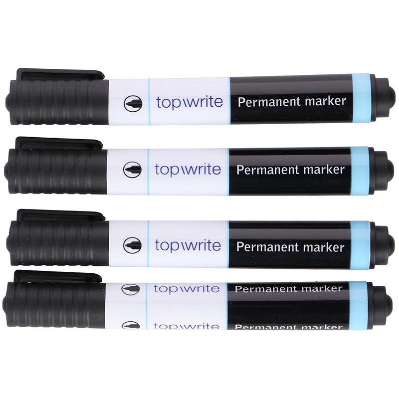 Topwrite-permanenttitussit, 4 kpl, mustat