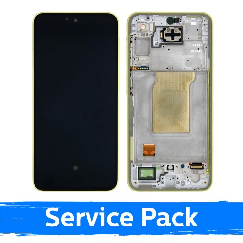 Samsung Galaxy A35 5G (A356) -näyttö kehyksellä ja akulla, Lemon-väri (Service Pack)