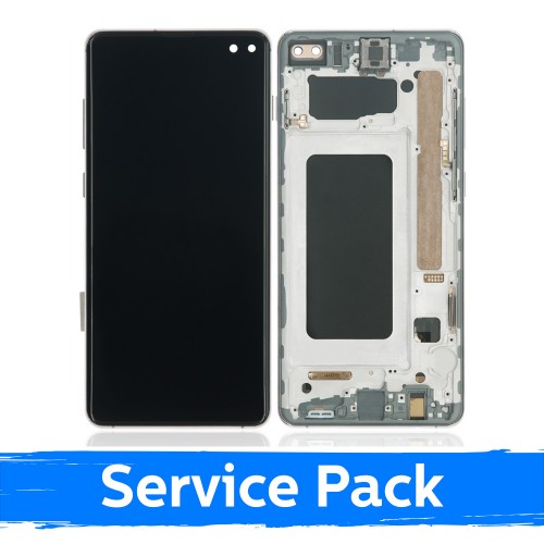 Samsung Galaxy S10+ (G975) -näyttö kehyksellä ja akulla, Prism Black -väri (Service Pack)