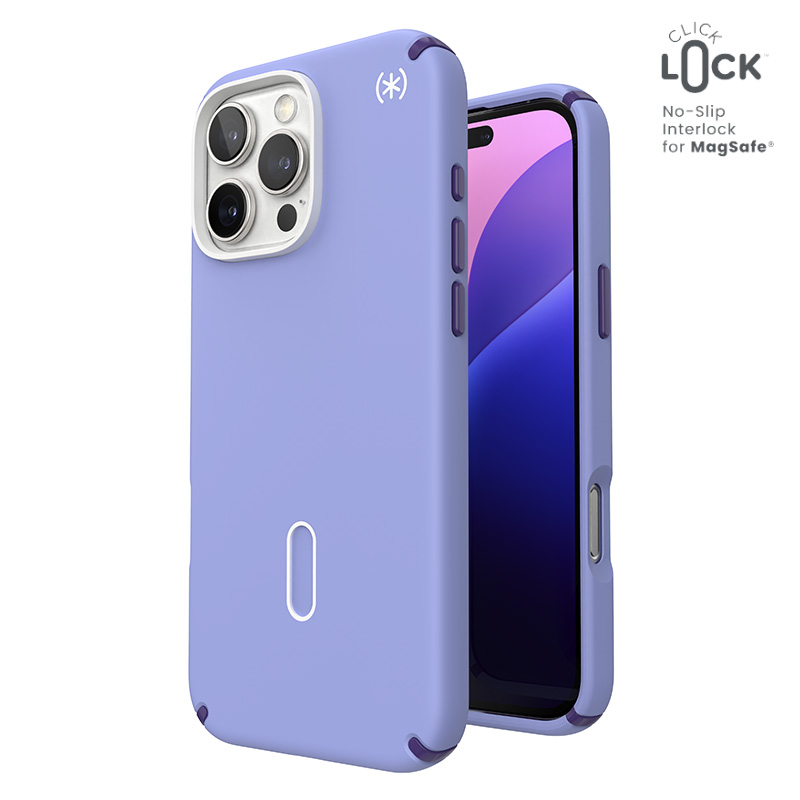 Speck Presidio2 Pro -suojakuori MagSafe- ja ClickLock-tuella iPhone 16 Pro Maxille, Future Lavender/Cassis Purple
