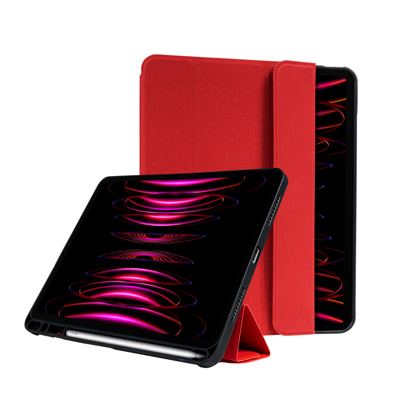 Crong FlexFolio case for iPad Air 11" (2026–2024) / iPad Air 10.9" (5th / 4th gen.) / iPad Pro 11" (2022–2021), with Apple Pencil holder, red