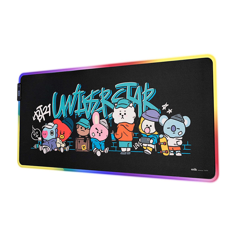 BT21 XXL -pelipöytämatto LED-valaistuksella, 90 × 40 cm
