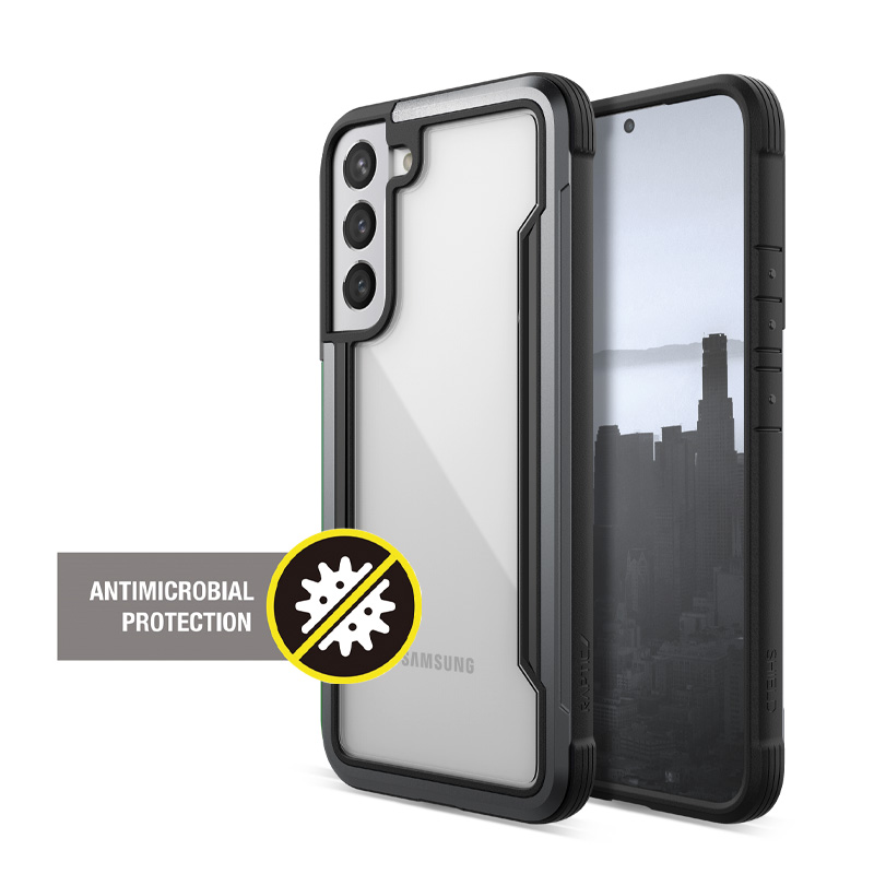 X-Doria Raptic Shield Pro suojakuori Samsung Galaxy S22+ 5G -laitteelle, antimikrobisella suojalla, musta