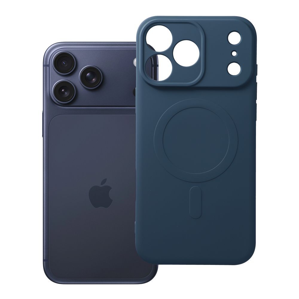 Silikoninen Mag Cover-suojakuori mallille iPhone 17 Pro Max / 18 Pro Max, MagSafe-yhteensopiva kameransuojauksella – tummansininen