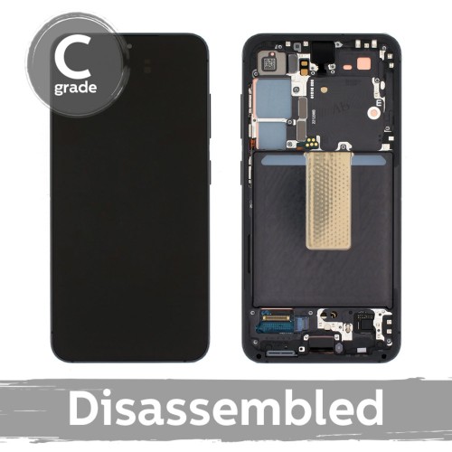 Samsung S911 S23 LCD-näyttö kehyksellä / Phantom Black (grafiitinharmaa) / (7/10 purettu)