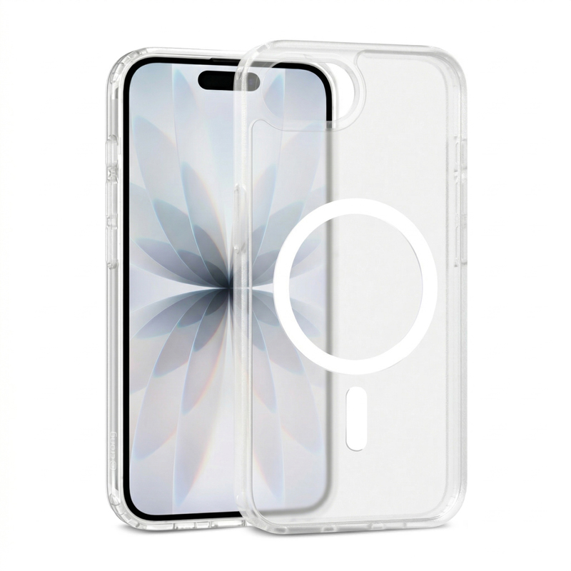 Crong Hybrid Matte Magnetic MagSafe-suojakuori iPhone 17e / 16e -puhelimelle, valkoinen